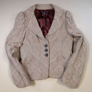 VTG Y2K Banana Republic Women Blazer Tweed Wool Blend Academia Cottage Preppy 12